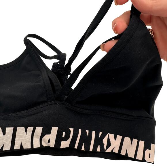 Pink Victoria's Secret Black Logo Bralette Size Medium - Picture 4 of 5